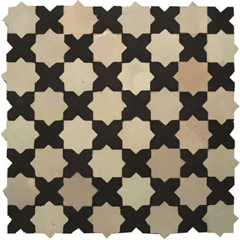 Mosaic House Moroccan tile Tanger S 11-6 Black,   Beige,    solid zellige, mosaic, zellij, field, pattern, glaze, stars, classic 